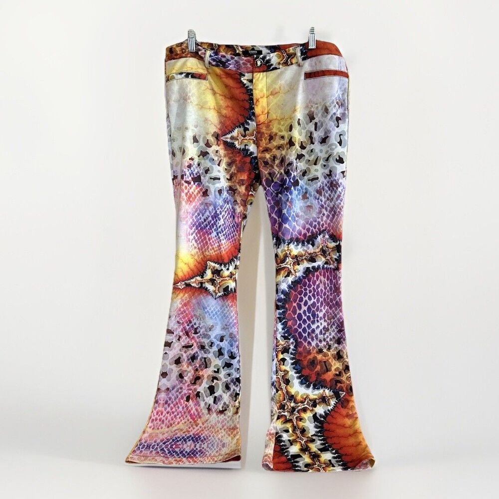 Tesoro Moda‎ Large Fly Zipper Flare Bell Bottoms Whimsical Rare Unique Colorful